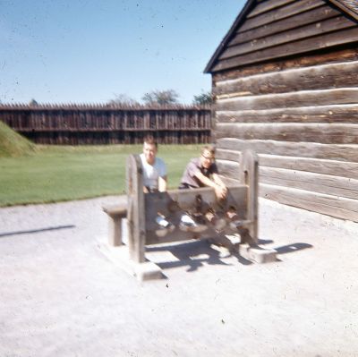 Stockades 
Wayne Calvert and Dickenson
Don't remember which fort this was.  We visited several.
Canadian Trip 1962

