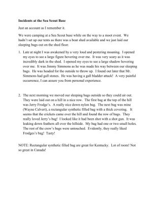 Incidents at the Sea Scout Base
