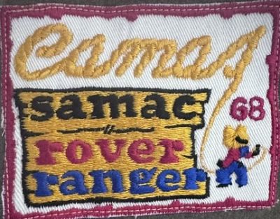 CAMAS - 1968 Rovers & Rangers
Mixed Gender Moot at Camp Samac Oshawa, Ontario
I have not been able to determine what the word CAMAS at the top of the badge means or why it was used.  (a North American plant from the lily family) 

